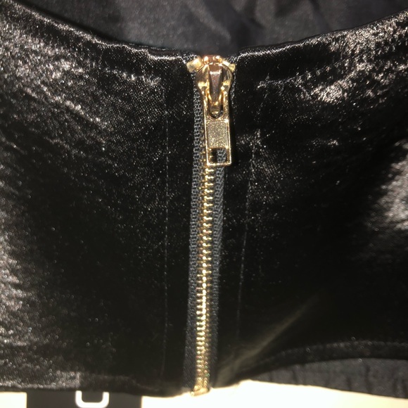 Black Satin Bralet top. Size: U.K. 10. - Picture 5 of 6